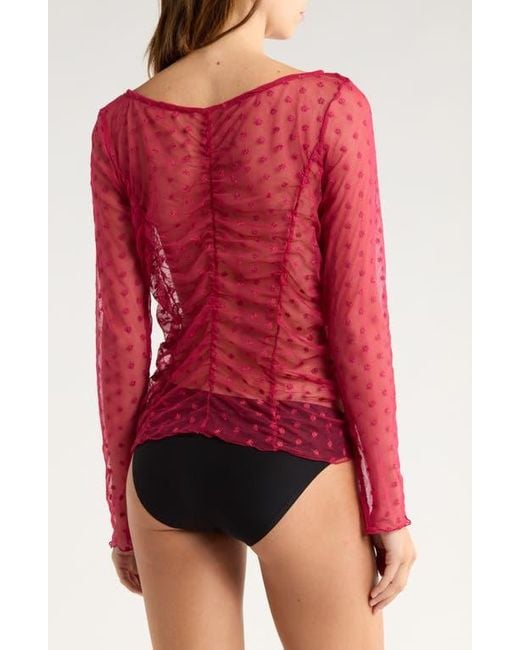 Free People Red Most Likely Long Sleeve Layering Top