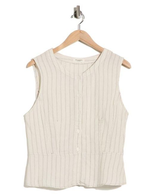 Max Studio Natural Pinstripe Button Front Vest