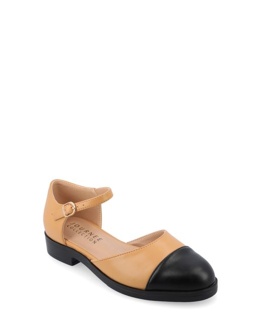 Journee Collection Natural Tesley Cap Toe Mary Jane Flat