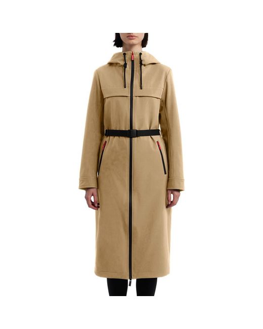 HUNTER Longline Belted Coat in Natural Lyst