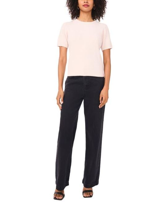 Halogen® White Short Sleeve Rib Sweater Top