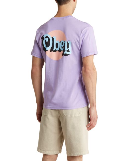 Obey Purple Dot Logo Organic Cotton T-shirt for men