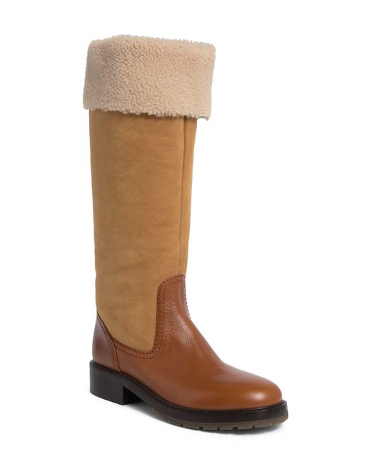 Chloé Brown Elya Genuine Shearling Lined Riding Boot