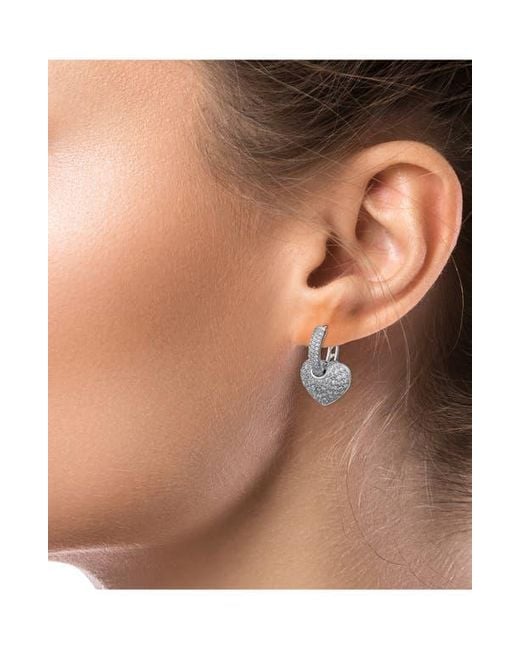 Jardin Metallic Pavè Heart Huggie Hoop Earrings