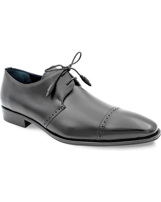 Mezlan Black 2-Eyelet Cap Toe Leather Derby for men