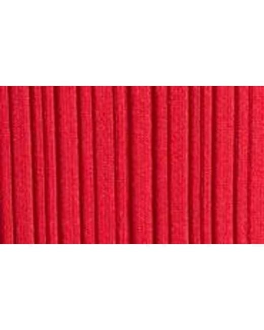Wayf Red Talk Embellished Bow Long Sleeve Minidress