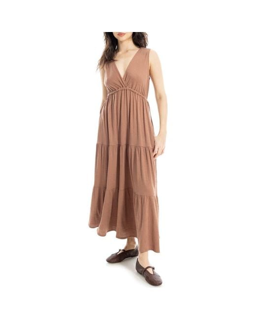max studio sleeveless maxi dress Max Studio Sleeveless Smocked Waist Tiered Maxi Dress