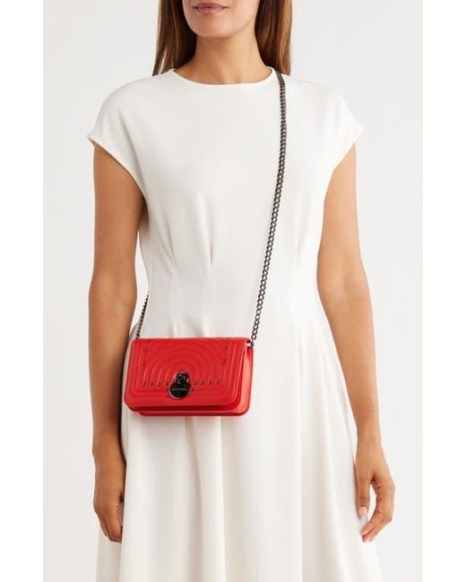 Longchamp Red Quilted Leather Wallet On A Chain