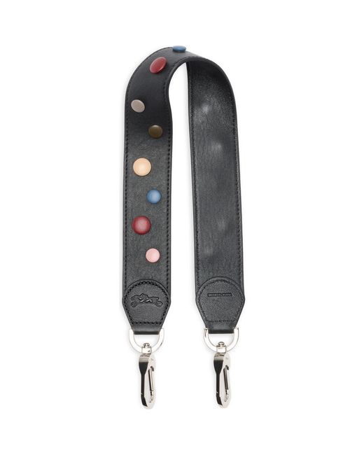 Longchamp Black Studded Leather Bag Strap for men