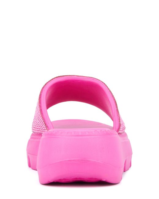 Olivia Miller Pink Glitter Gaze Platform Slide Sandal