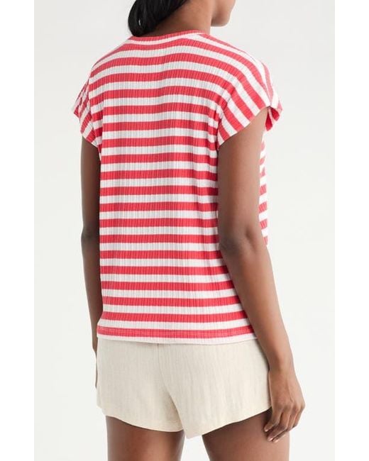 Bobeau Red Relaxed Drop Shoulder T-Shirt
