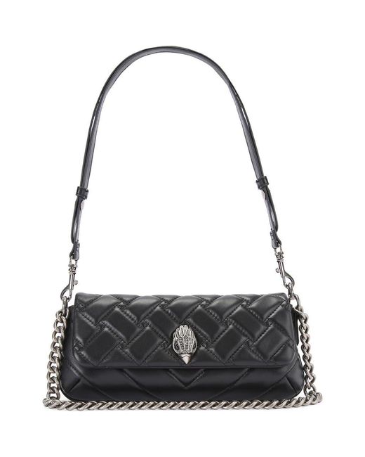 Kurt Geiger Black Small Long Kensington Quilted Leather Shoulder Bag