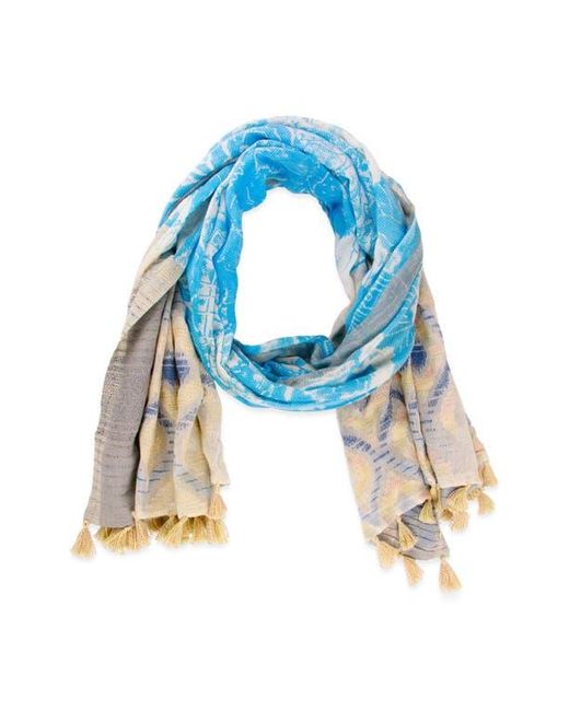 Saachi Blue Misty Mixed Border Scarf