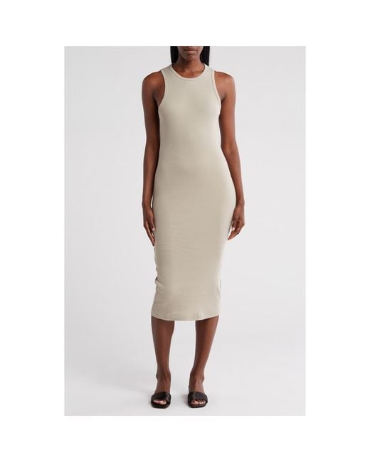 James Perse Ribbed Cotton Shift Dress in Natural Lyst