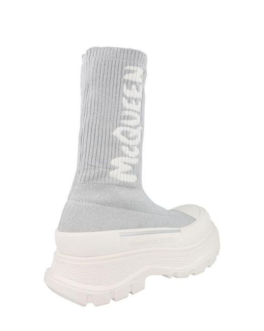 McQueen White Ribbed Tread Sock Bootie
