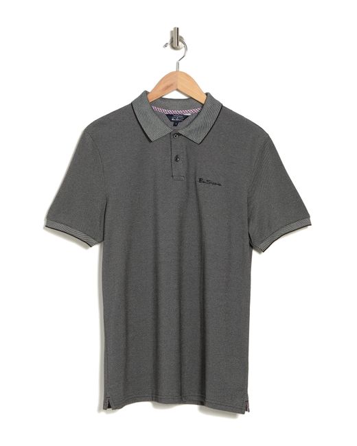 Ben Sherman Birdseye Piqué Cotton Blend Polo In Black At Nordstrom Rack