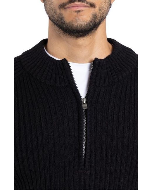 Xray Jeans Black Rib Quarter Zip Sweater for men
