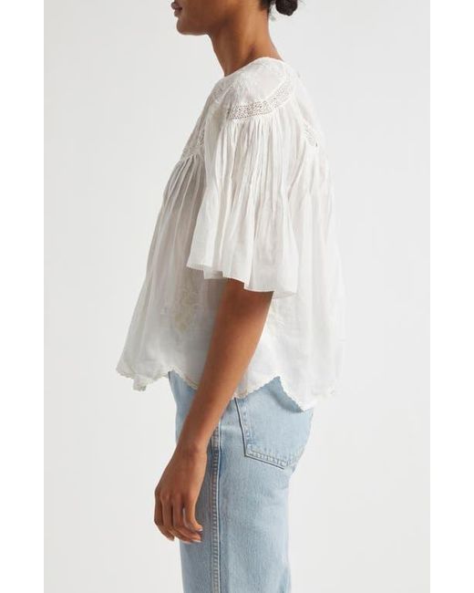 Farm Rio White Embroidered Short Sleeve Top