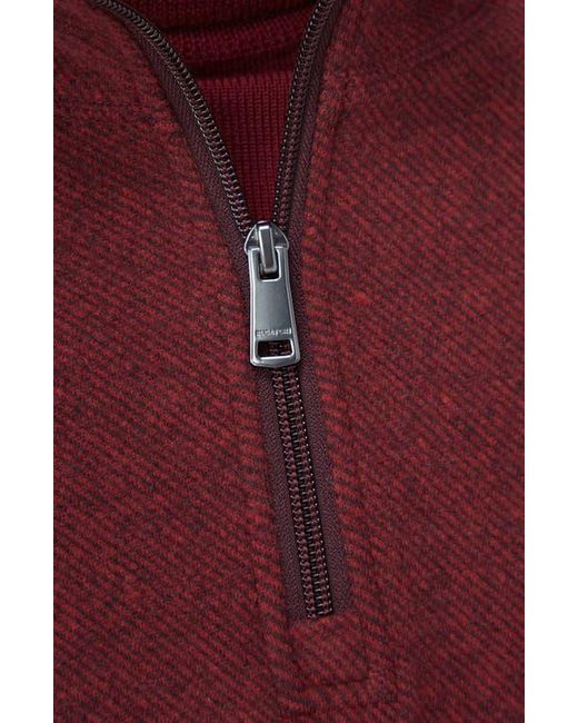 Bugatchi Red Quarter Zip Pullover for men