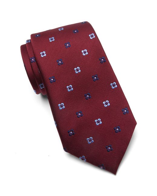 Duchamp Red Pattern Silk Tie for men