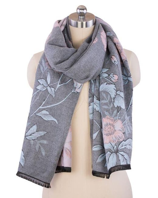Saachi Gray Floral Pattern Reversible Scarf