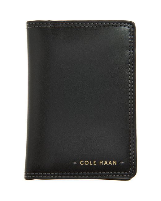 Cole Haan Black Tonal Logo Leather Bifold Wallet for men