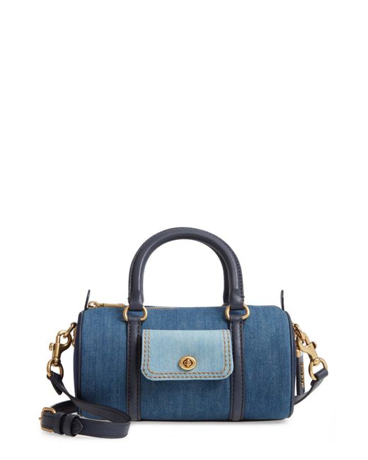 COACH Denim Colorblock Barrel Bag in Blue Lyst
