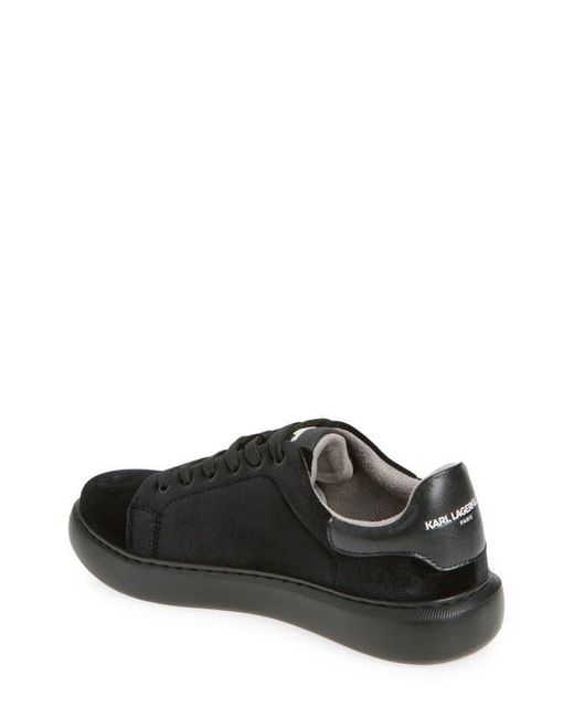 KARL LAGERFELD Embroidered Logo Velvet Sneaker in Black for  display picture 2