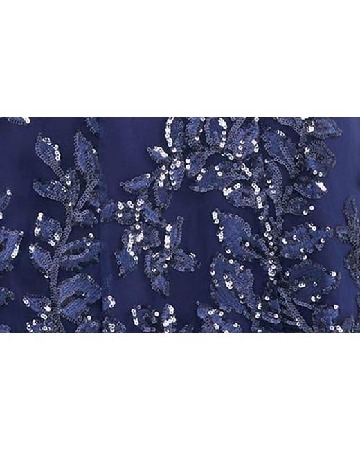 Maggy London Blue Sequin & Embroidery A-Line Dress
