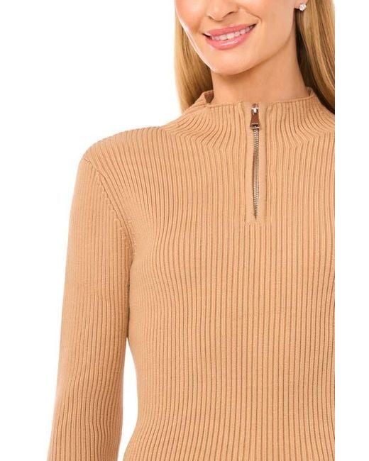 Halogen® Blue Rib Quarter Zip Sweater
