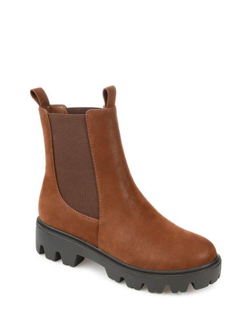 Journee Collection Women's Brown Ivette Vegan Leather Chelsea