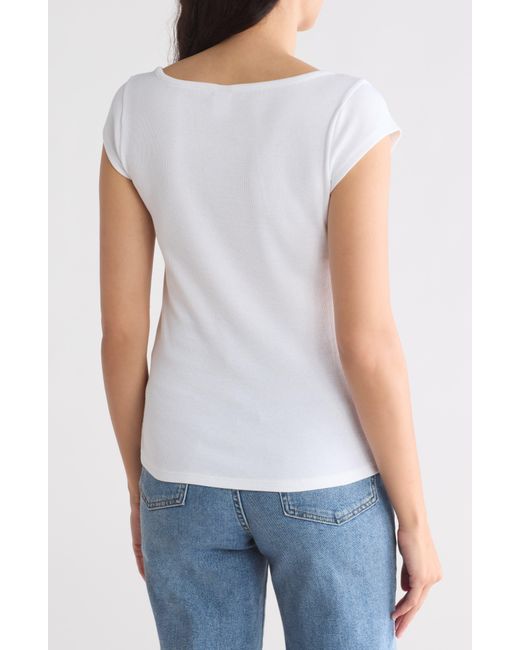 Melrose and Market Blue Cap Sleeve Cotton Blend T-shirt
