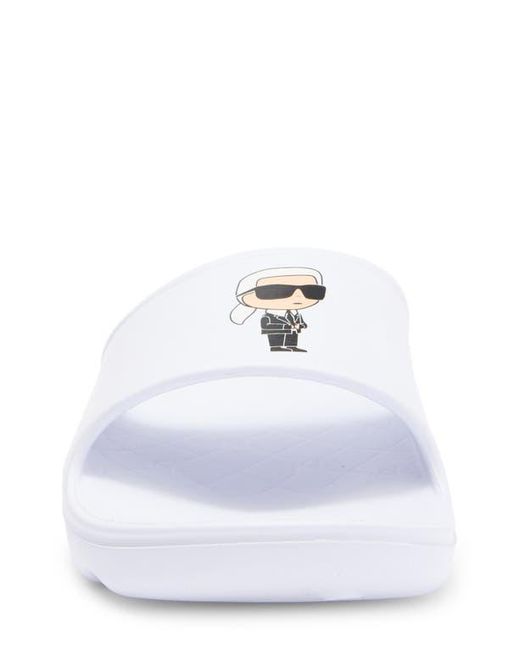 Karl Lagerfeld White Karl Body Pool Slide Sandal for men