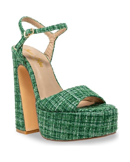 In Touch Footwear Green Tweed Platform Sandal