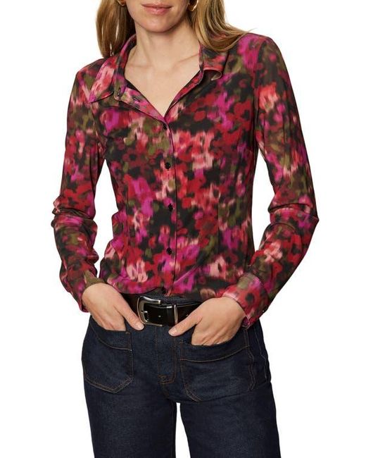 Sanctuary Red Mesh Button-Down Shirt