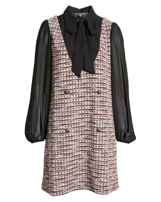 Julia Jordan Black Long Sleeve Tweed Minidress