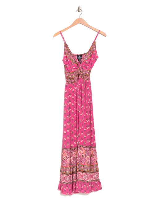 Angie Pink Twist Front Maxi Dress