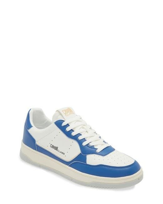 Roberto Cavalli Blue Cavalli Class Two-Tone Perforated Low Top Sneaker for men