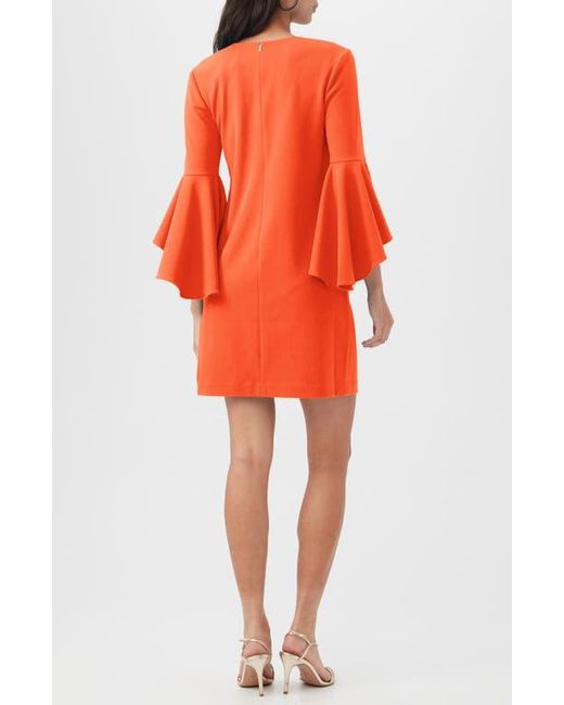 Trina Turk Orange Barbette Ruffle Sleeve Shift Dress