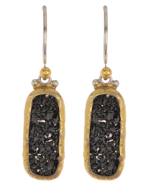 Gurhan Metallic Sterling Silver & 24k Yellow Gold Plated Mystere Rectangle Drop Earrings At Nordstrom Rack