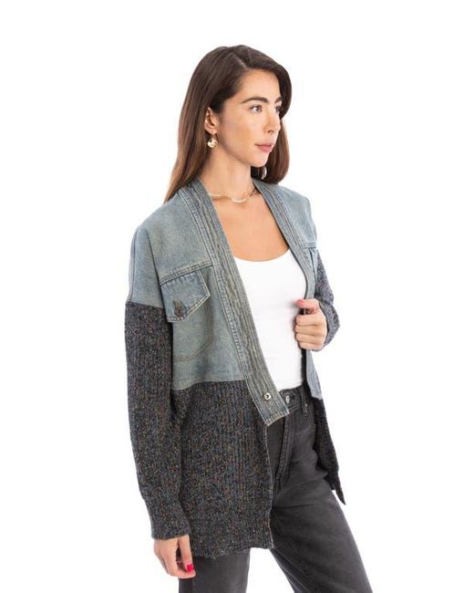 Saachi Blue Denim Knit Topper Jacket