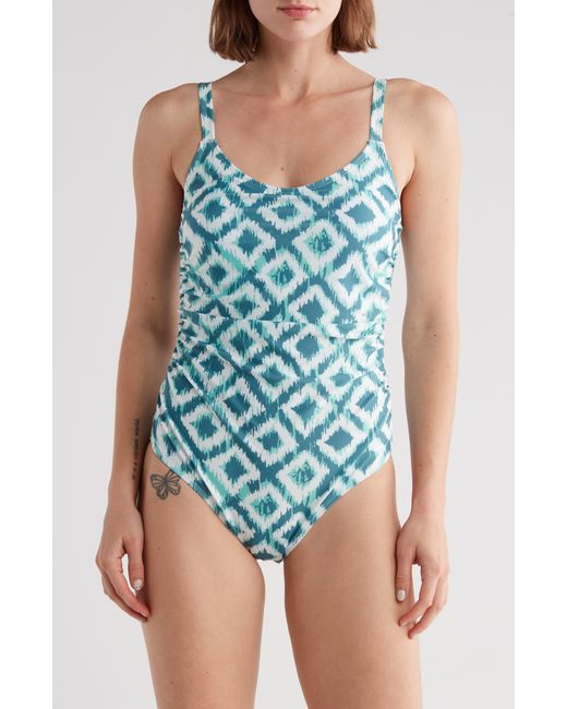 Nicole Miller Blue Side Ruching One-piece Swimsuit