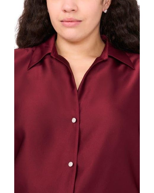 Halogen® Red Charmeuse Button-Up Shirt