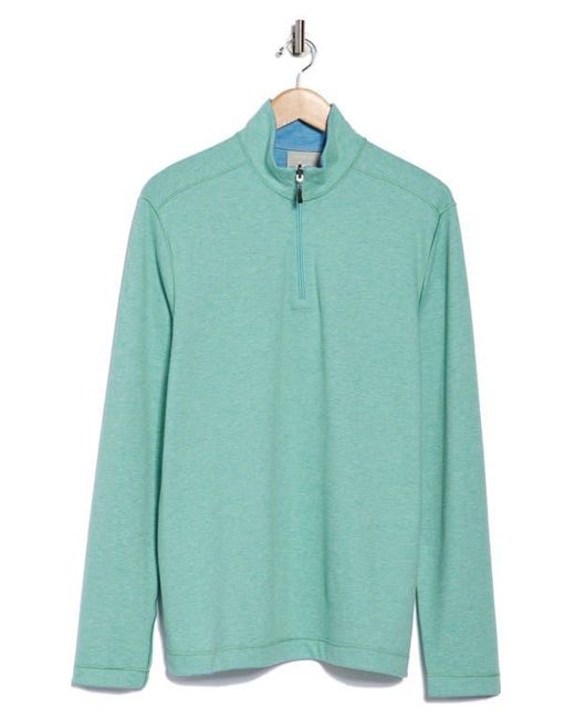 Nicoby Green Mélange Reversible Quarter Zip Sweatshirt for men