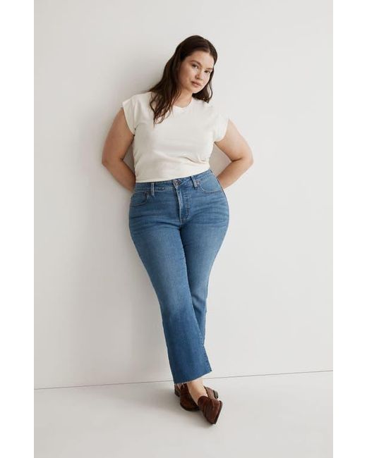 Madewell Blue Raw Hem Kick Out Crop Jeans