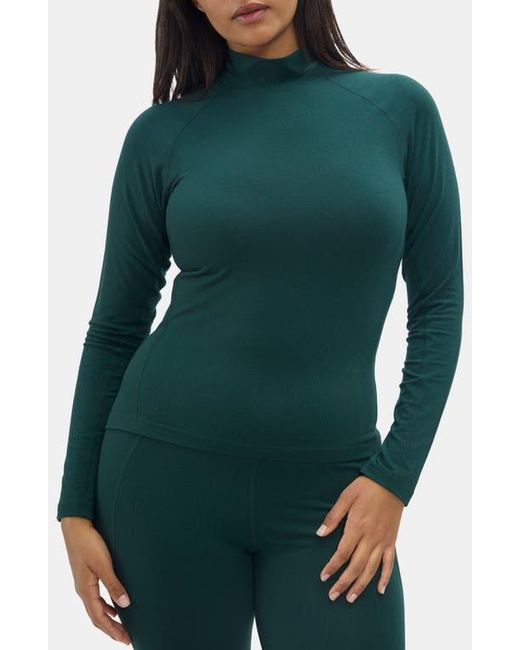 Halfdays Green Clare Mock Neck Base Layer Top