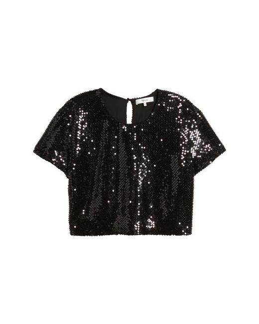 FRAME Black Sequin Crop Top