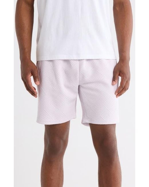 FLEECE FACTORY Pink Geometric Jacquard Shorts for men