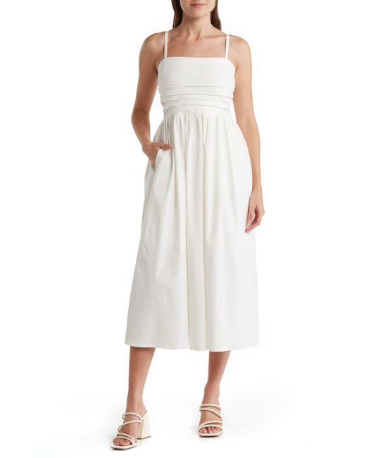 MELLODAY Pleated Fit & Flare Midi Dress in White | Lyst