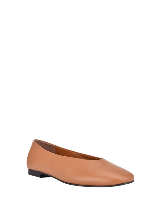 Calvin Klein Anete Flat In Brown Leather At Nordstrom Rack | Lyst